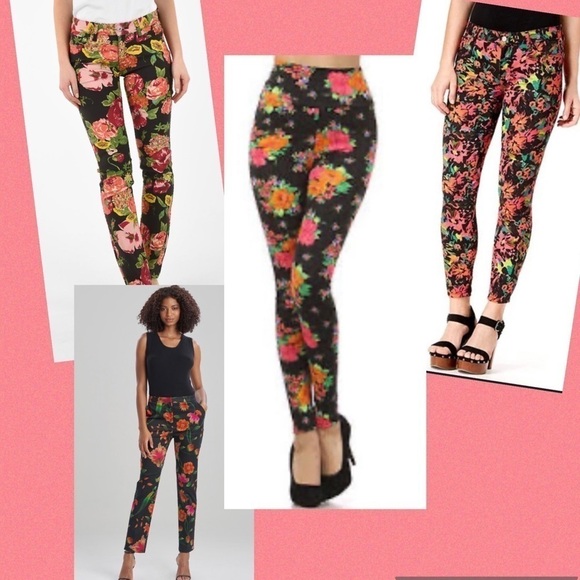 Like An Angel bright tropical Floral Pants Women’s Size Medium - Picture 1 of 6